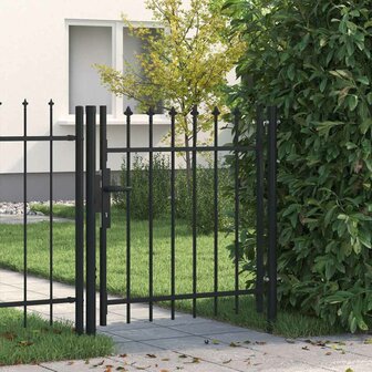 Hekpoort BOXTEL enkele deur met puntige bovenkant staal 1x1 m zwart 1