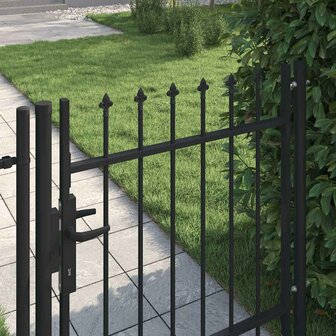 Hekpoort BOXTEL enkele deur met puntige bovenkant staal 1x1 m zwart 3