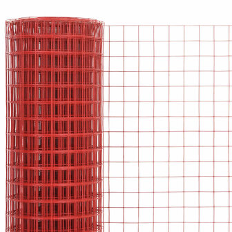 Kippengaas 25x0,5 m staal met PVC coating rood 3