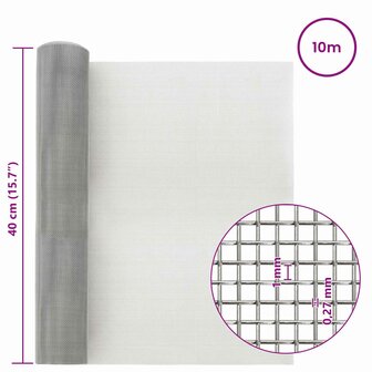 Gaas Scherm 40 x 1000 cm 20 Mesh RVS 201 Zilverkleurig 7