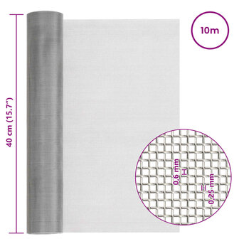 Gaas Scherm 40 x 1000 cm 30 Mesh RVS 201 Zilverkleurig 7