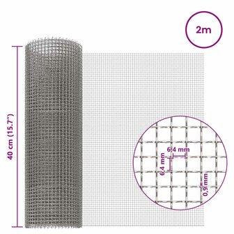 Gaas Scherm 40 x 200 cm 3 Mesh RVS 201 Zilverkleurig 6