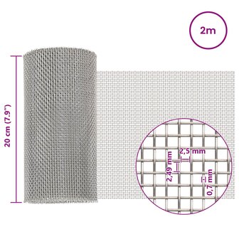 Gaas Scherm 20 x 200 cm 8 Mesh RVS 201 Zilverkleurig 6