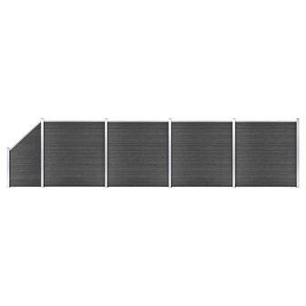 Schuttingpanelenset 792x(105-186) cm HKC zwart     1