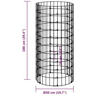 Gabion paal rond &amp;Oslash;50x100 cm gegalvaniseerd staal 6