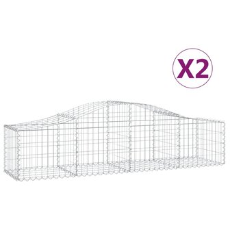 Schanskorven 2 st gewelfd 200x50x40/60 cm gegalvaniseerd ijzer 2