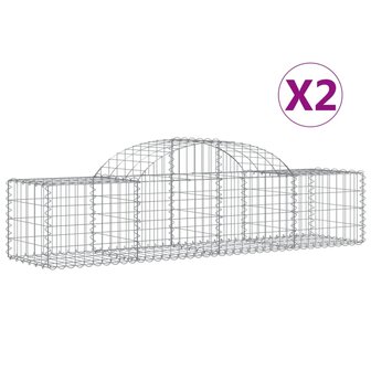 Schanskorven 2 st gewelfd 200x50x40/60 cm gegalvaniseerd ijzer 2