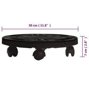 Plantentrolleys met wielen 2 st 170 kg diameter 30 cm zwart 8