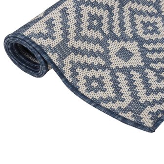 Buitenkleed met patroon platgeweven 80x250 cm blauw 3