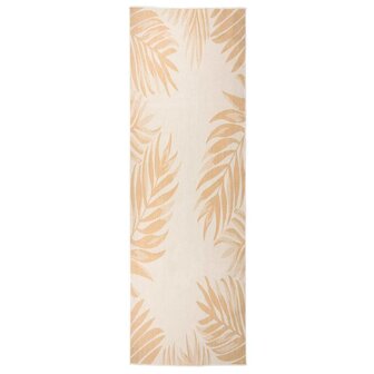 Buitenkleed met bladpatroon platgeweven 80x250 cm 1