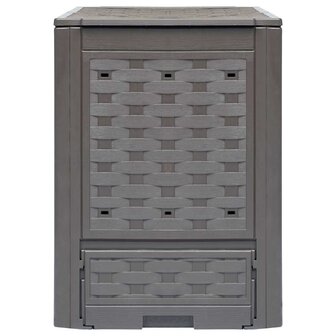 Compostbakken 2 st 600 L 60x60x83 cm kunststof rattan bruin 2