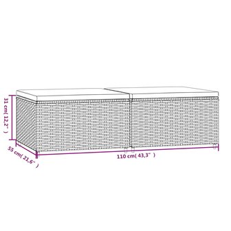 Voetensteunen 2 st met kussens poly rattan bruin 8