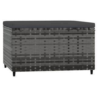 Voetensteun met kussen poly rattan grijs 5