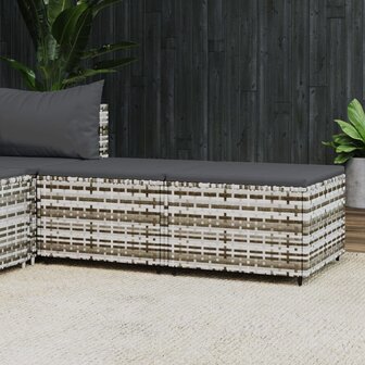 Voetensteunen 2 st met kussens poly rattan grijs 1