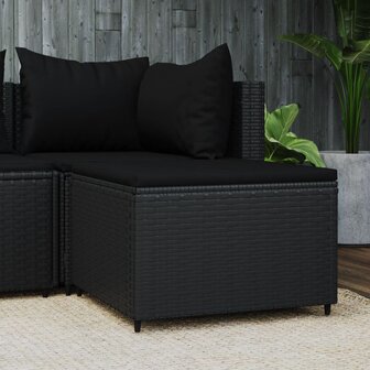 Voetensteun met kussen poly rattan zwart 1