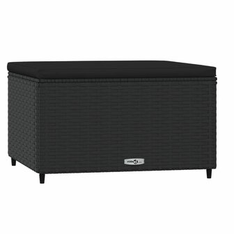 Voetensteun met kussen poly rattan zwart 2