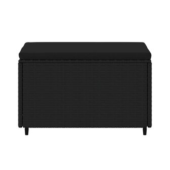 Voetensteun met kussen poly rattan zwart 4