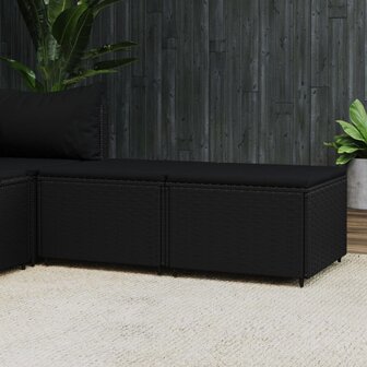 Voetensteunen 2 st met kussens poly rattan zwart 1