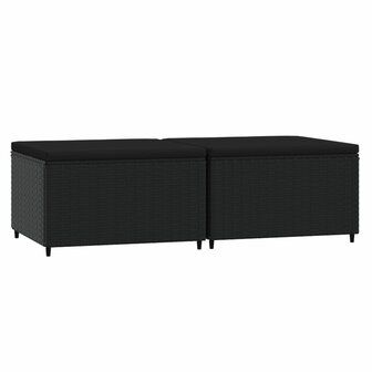 Voetensteunen 2 st met kussens poly rattan zwart 2
