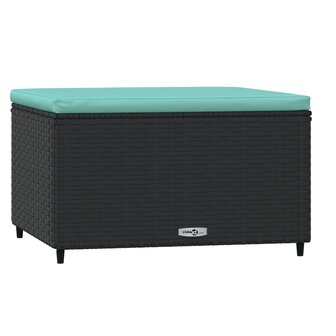 Voetensteun met kussen poly rattan zwart 2