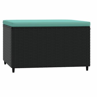 Voetensteun met kussen poly rattan zwart 5