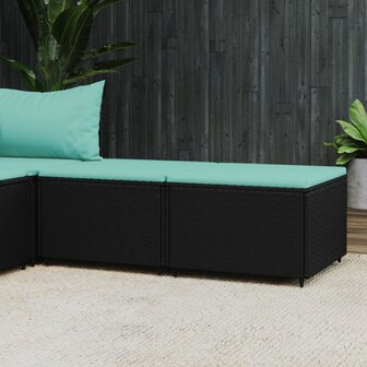 Voetensteunen 2 st met kussens poly rattan zwart 1