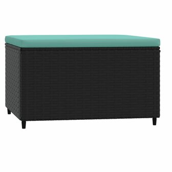 Voetensteunen 2 st met kussens poly rattan zwart 5