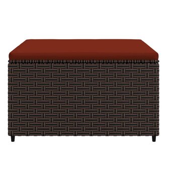 Voetensteun met kussen poly rattan bruin 3