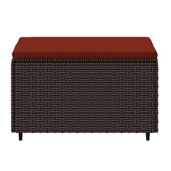 Voetensteun met kussen poly rattan bruin 4