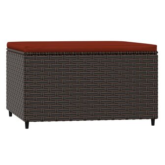Voetensteun met kussen poly rattan bruin 5
