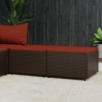 Voetensteunen 2 st met kussens poly rattan bruin 1