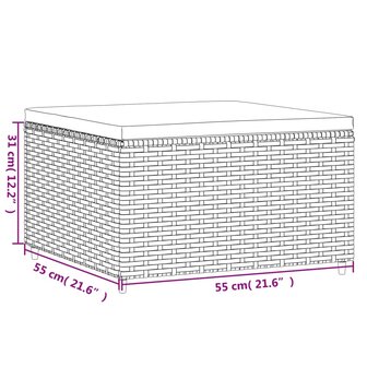 Voetensteun met kussen poly rattan bruin 7
