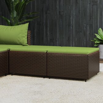 Voetensteunen 2 st met kussens poly rattan bruin 1
