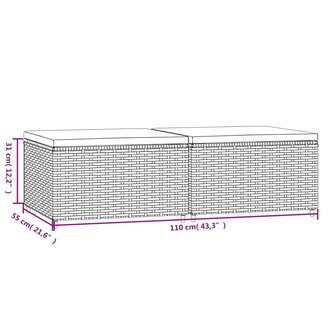 Voetensteunen 2 st met kussens poly rattan bruin 8