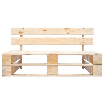 Tuinbank pallet met rode kussens grenenhout 4