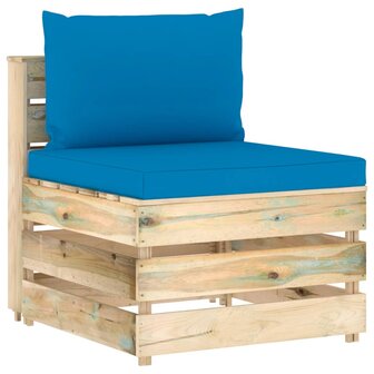 Middenbank sectioneel met kussens groen ge&amp;iuml;mpregneerd hout 1