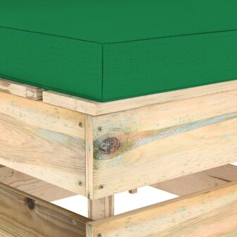 Middenbank sectioneel met kussens groen ge&amp;iuml;mpregneerd hout 5