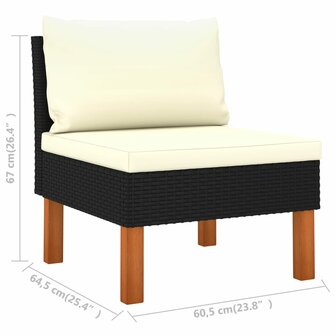 Middenbank poly rattan en massief eucalyptushout 6