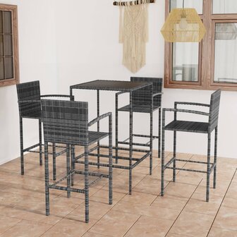 5-delige Tuinbarset poly rattan grijs 1