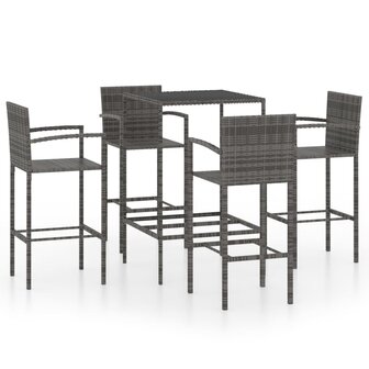 5-delige Tuinbarset poly rattan grijs 2