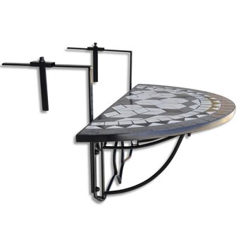 Balkontafel hangend moza&amp;iuml;ek zwart en wit 3