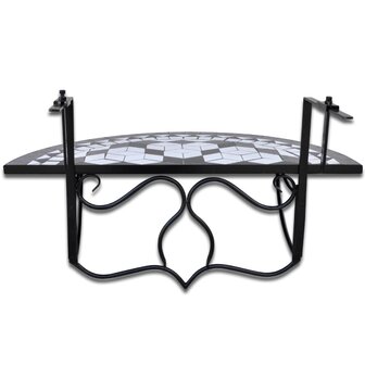 Balkontafel hangend moza&amp;iuml;ek zwart en wit 5