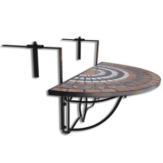Balkontafel hangend moza&amp;iuml;ek terracottakleurig en wit 3