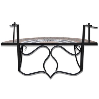 Balkontafel hangend moza&amp;iuml;ek terracottakleurig en wit 5