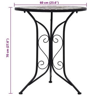 Bistrotafel moza&amp;iuml;ek 60 cm keramiek grijs 7