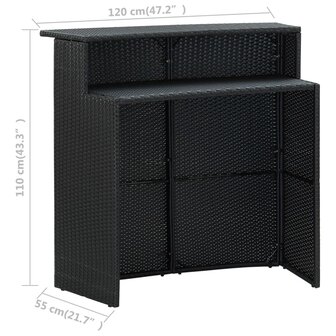 Tuinbartafel 120x55x110 cm poly rattan zwart 8
