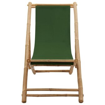Ligstoel bamboe en canvas groen 2