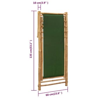 Ligstoel bamboe en canvas groen 9