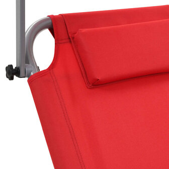 Ligbed met luifel en wieltjes inklapbaar staal rood 7