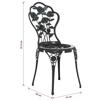 Bistrostoelen 2 st gietaluminium zwart 7